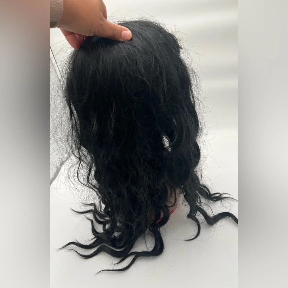 Black Long Wavy Wig With Bangs.